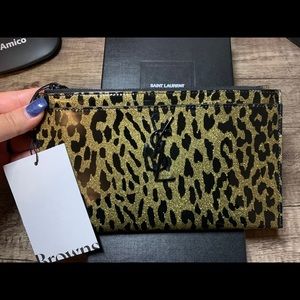 Leopard Saint Laurent Bill Pouch Clutch Wallet